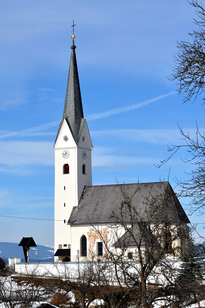 Parish church Saint Bartholomeus at Obermieger in the municipality Ebenthal in Kärnten, district Klagenfurt-Land, Carinthia, Austria