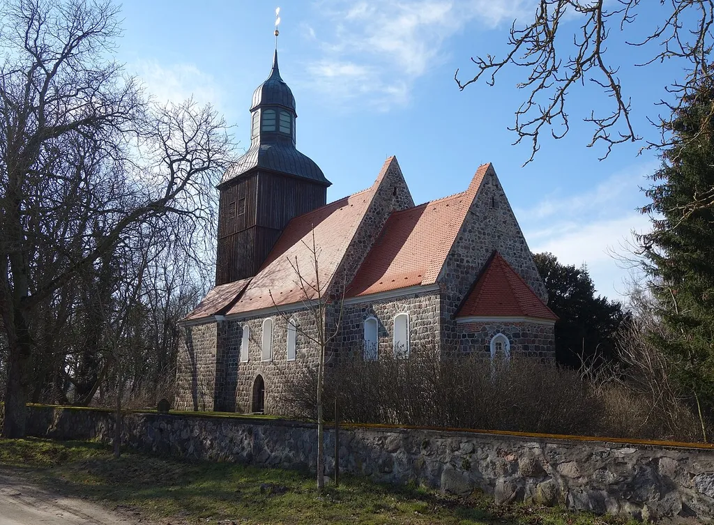 South-eastern view of the church in Schönfeld , Schönfeld municipality, Uckermark district, Brandenburg state, Germany