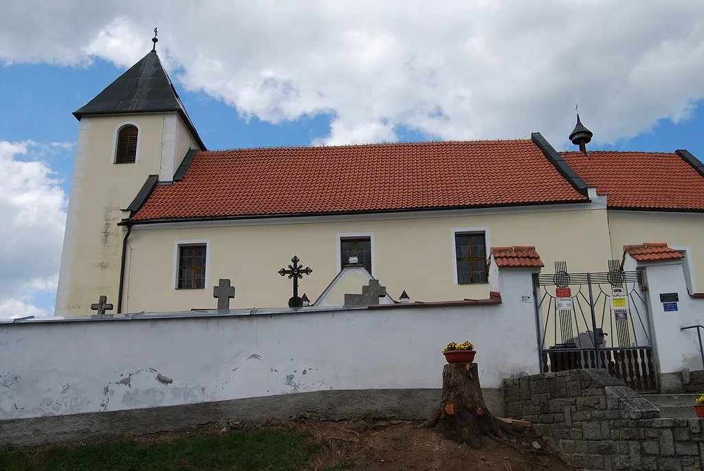 Kostel svaté Maří Magdalény. Obec Svatá Maří se nachází v okrese Prachatice, kraj Jihočeský, Česká republika.