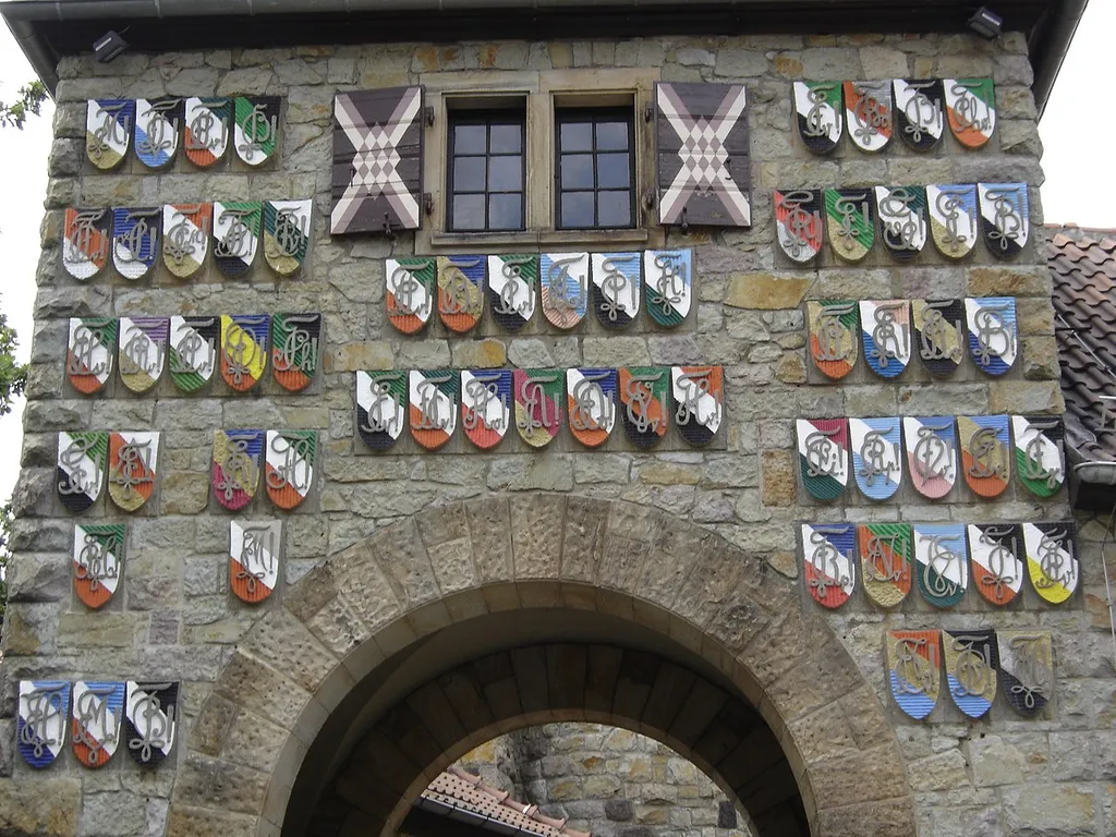 Student corporation signs Wachenburg, Weinheim, Germany