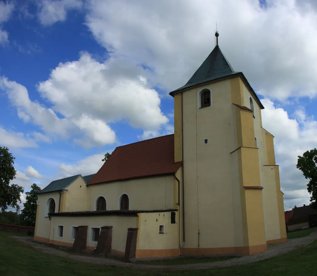 Medieval church in Brzeg Glogowski (Lower Silesia, Poland) from northwest