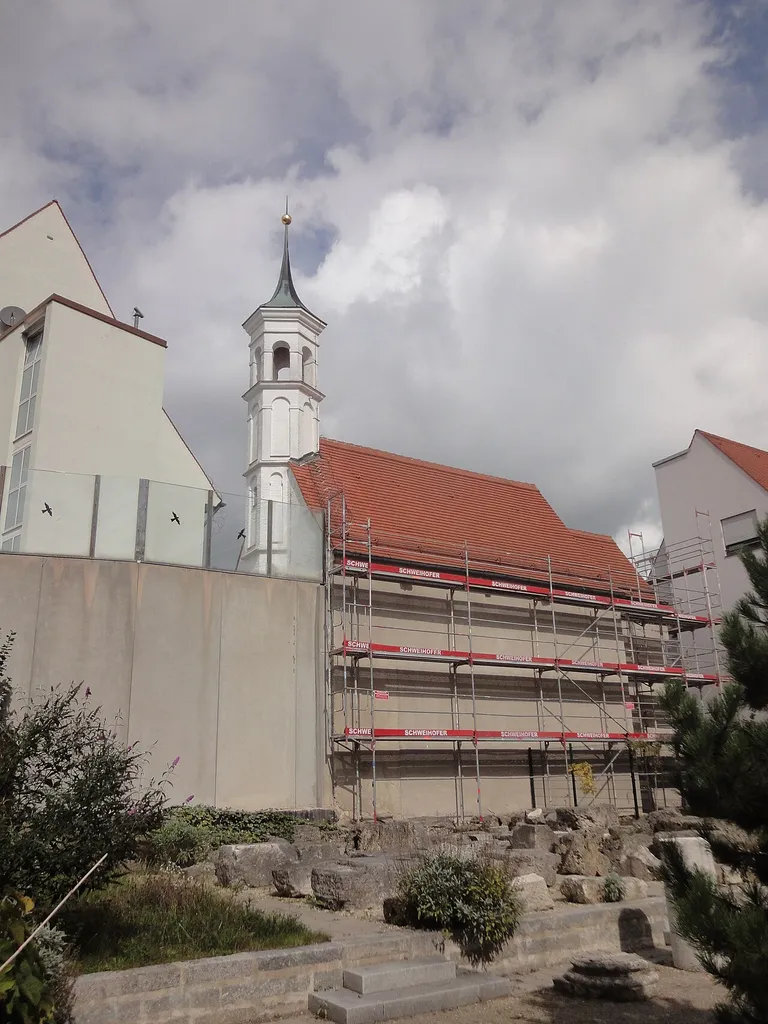 Nordansicht, fotografiert auf dem Gelände des Archäologischen Gartens Augsburg, Pfaffengäßchen.