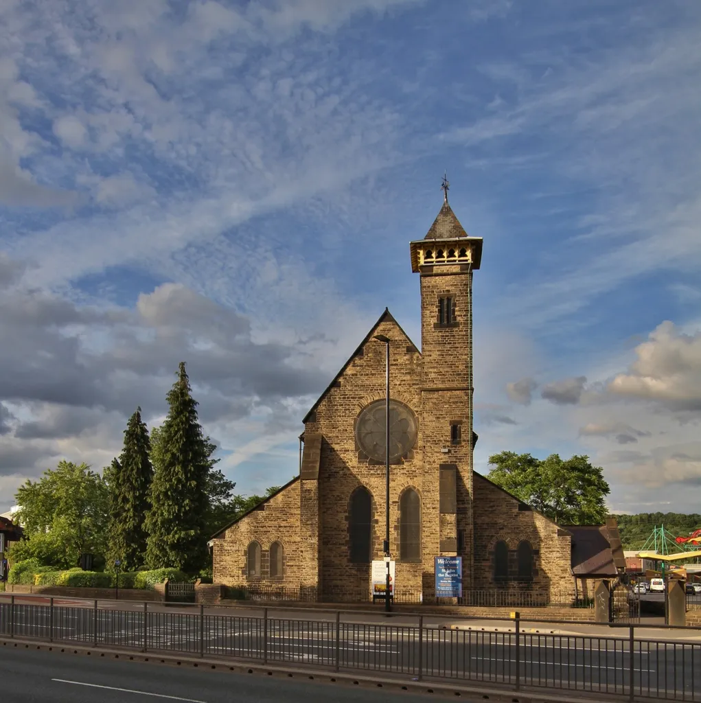 Parish church of St John the Baptist, Penistone Road, Owlerton, Sheffield, West Yorkshire, seen from the southwest