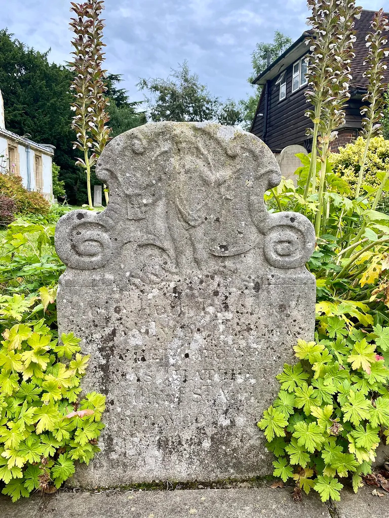 Headstone of Thomas Thatcher at St Mary's Church, Hendon, August 2021 This is a photo of listed building number 1375652.