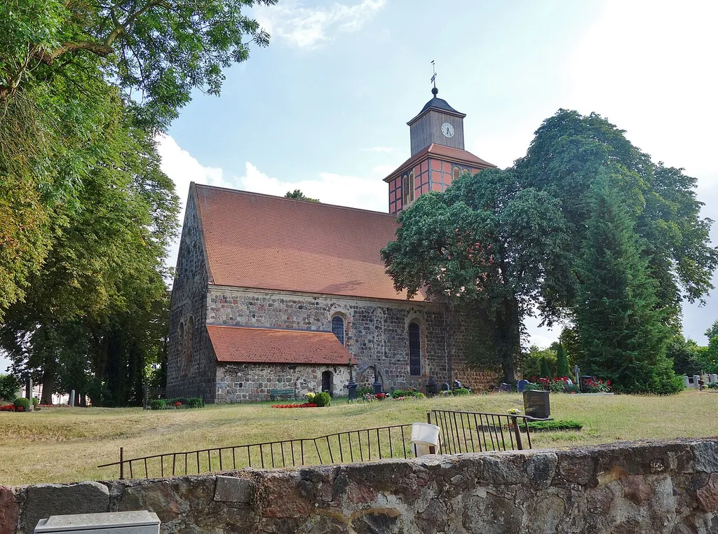 North-eastern view of the church in Schönwerder , Prenzlau municipality, Uckermark district, Brandenburg state, Germany