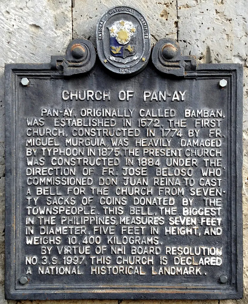 Historical marker installed by the National Historical Institute for Panay Church