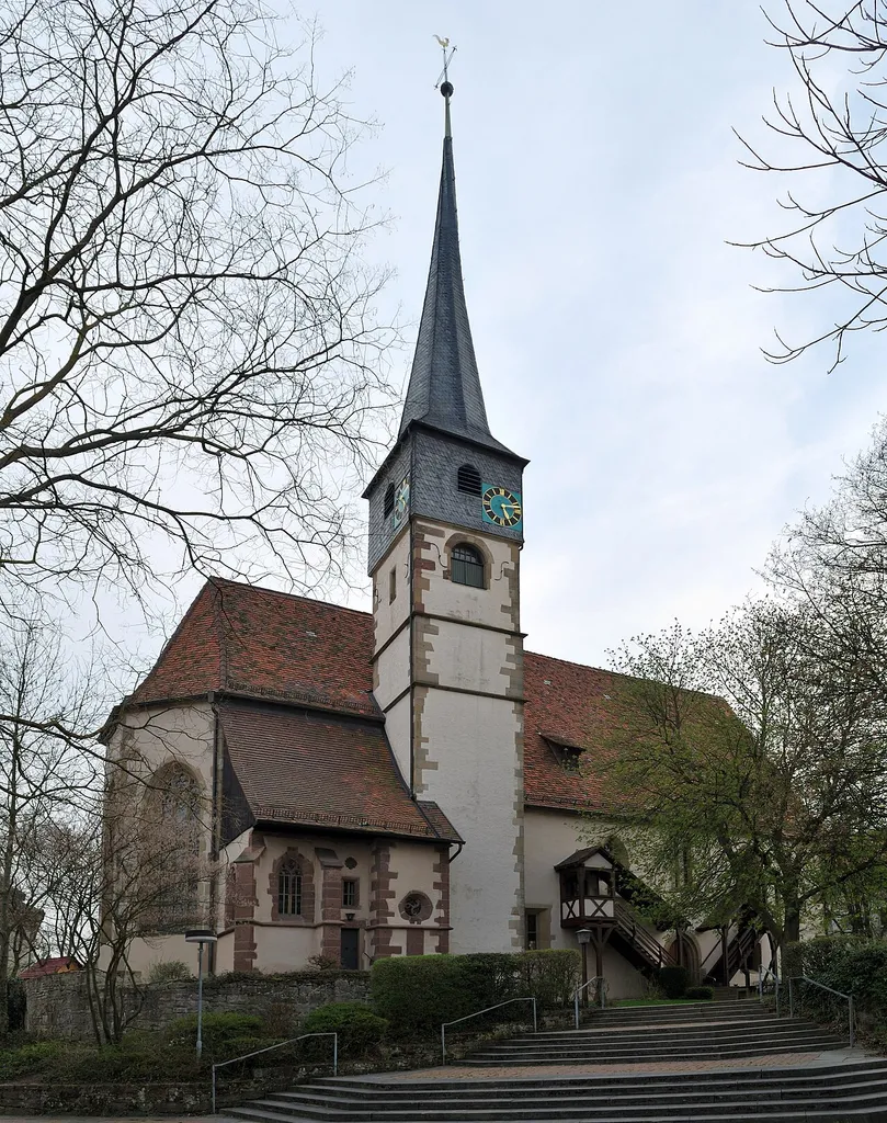 The Konstanz church in Ditzingen in Germany. Panorama view of the north side.