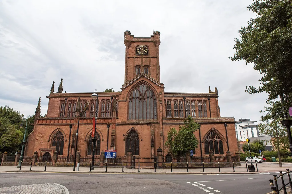 St John the Baptist's parish church, Fleet Street, Coventry, seen from the south