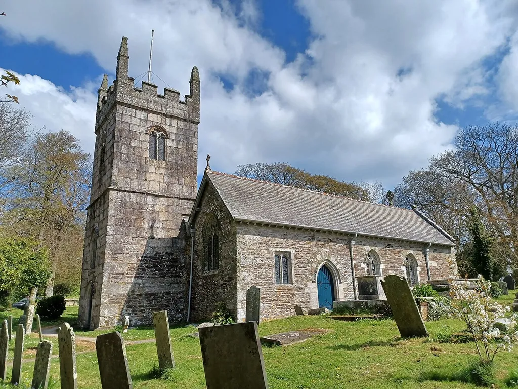 St Mawnan and St Stephen's Church, Mawnan, Cornwall, England. 13th century chancel, 14th century tower foundation, the rest is of 15th century, restored and refurbished c. 1830 and c. 1880. Grade II* listed.