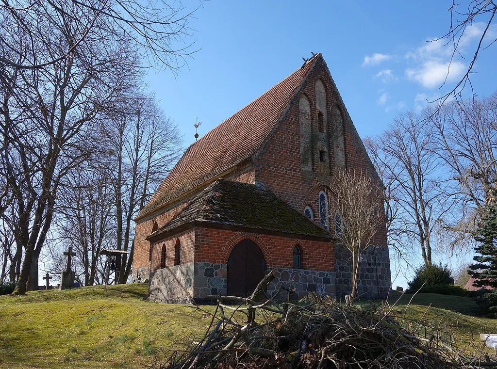 South-eastern view of the church in Drense , Grünow municipality , Uckermark district, Brandenburg state, Germany