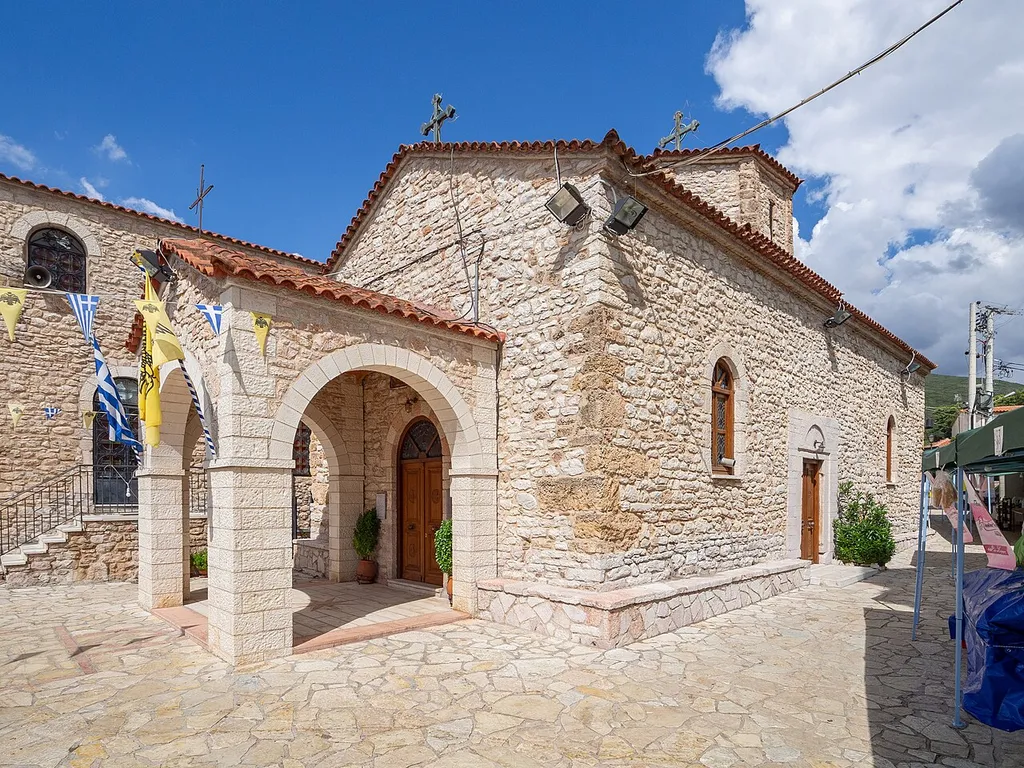 The byzantine church of the Dormition of Theotokos in Chalandritsa, Achaea.