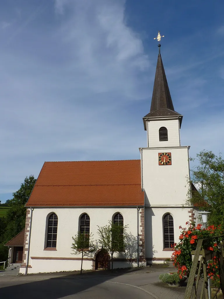 evangelische Kirche in Zimmern-Flözlingen, erbaut 1717, Westfassade