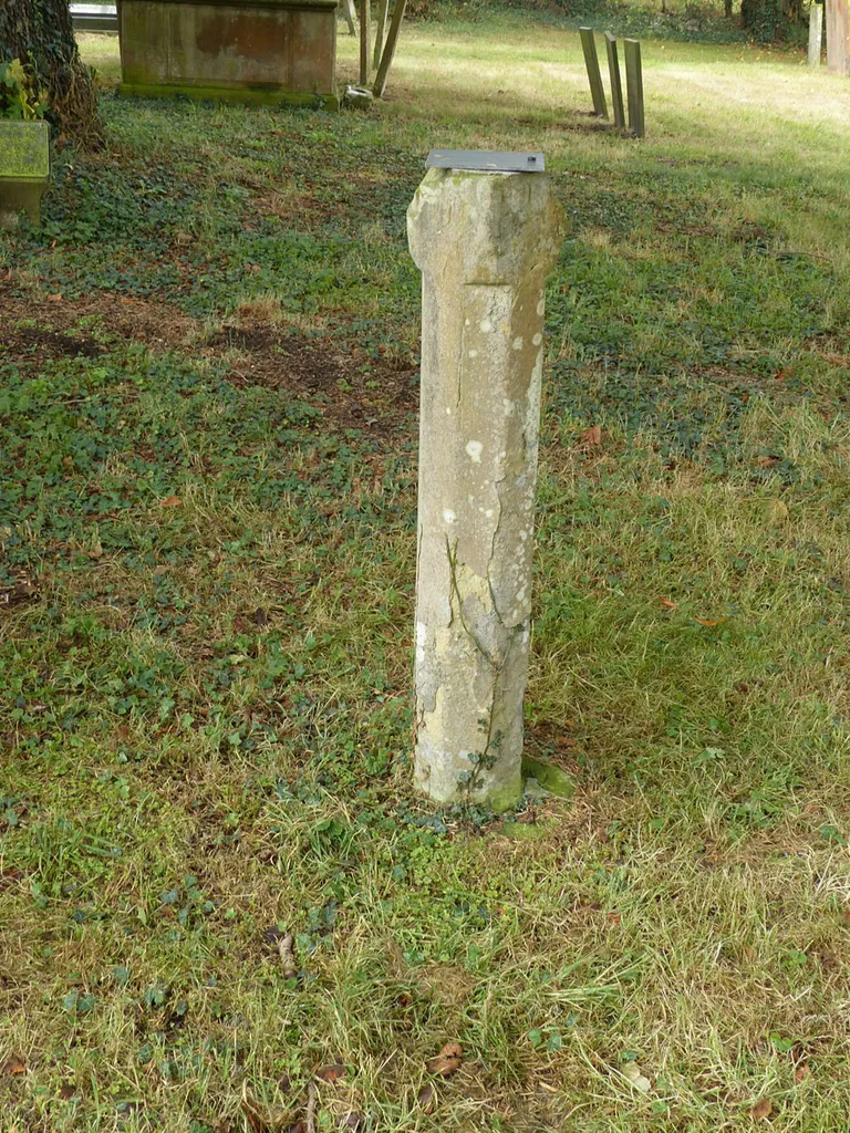 Photograph of the sundial in the churchyard of Holy Trinity Church, Rolleston, Nottinghamshire, England