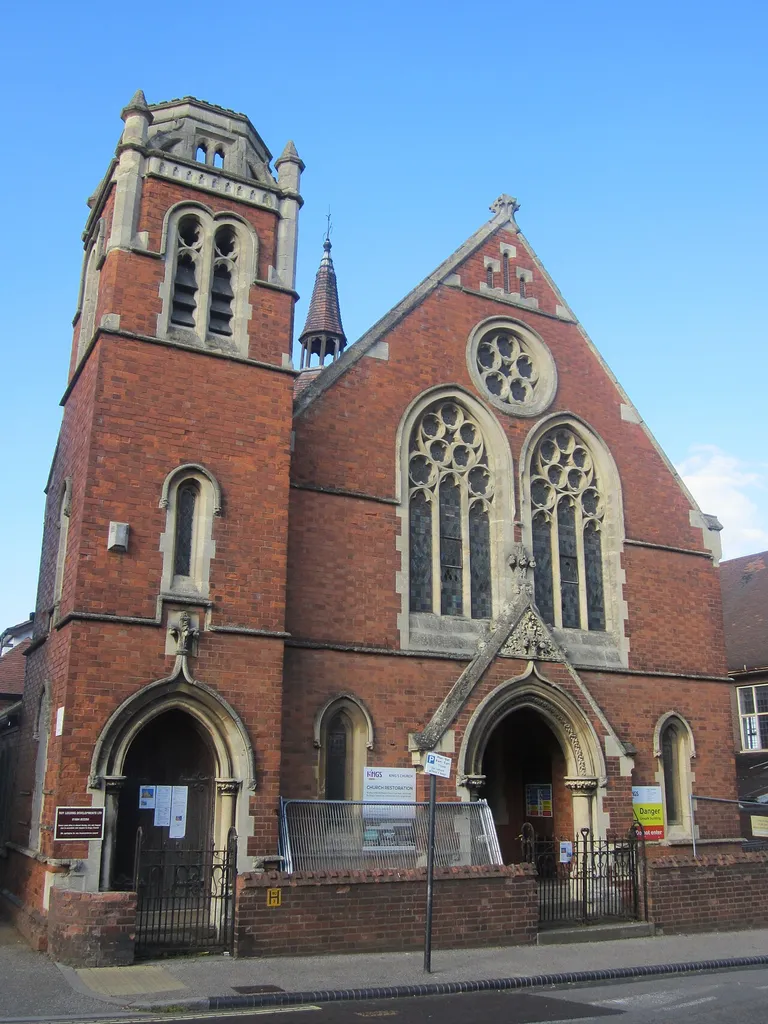 King's Church, Church Street, Wolverton, Milton Keynes, seen from the south during refurbishment in September 2015.