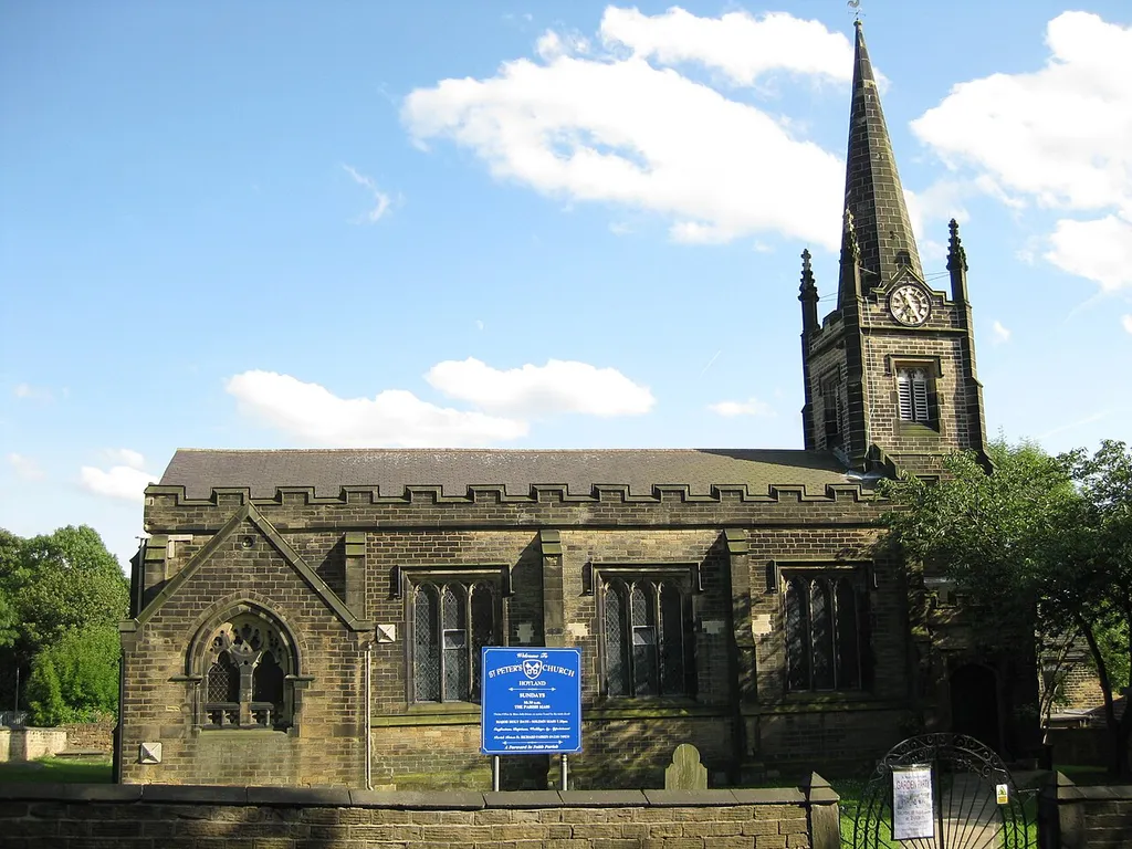 St Peter's parish church, Hawshaw Lane, Hoyland, South Yorkshire, seen from north-northwest