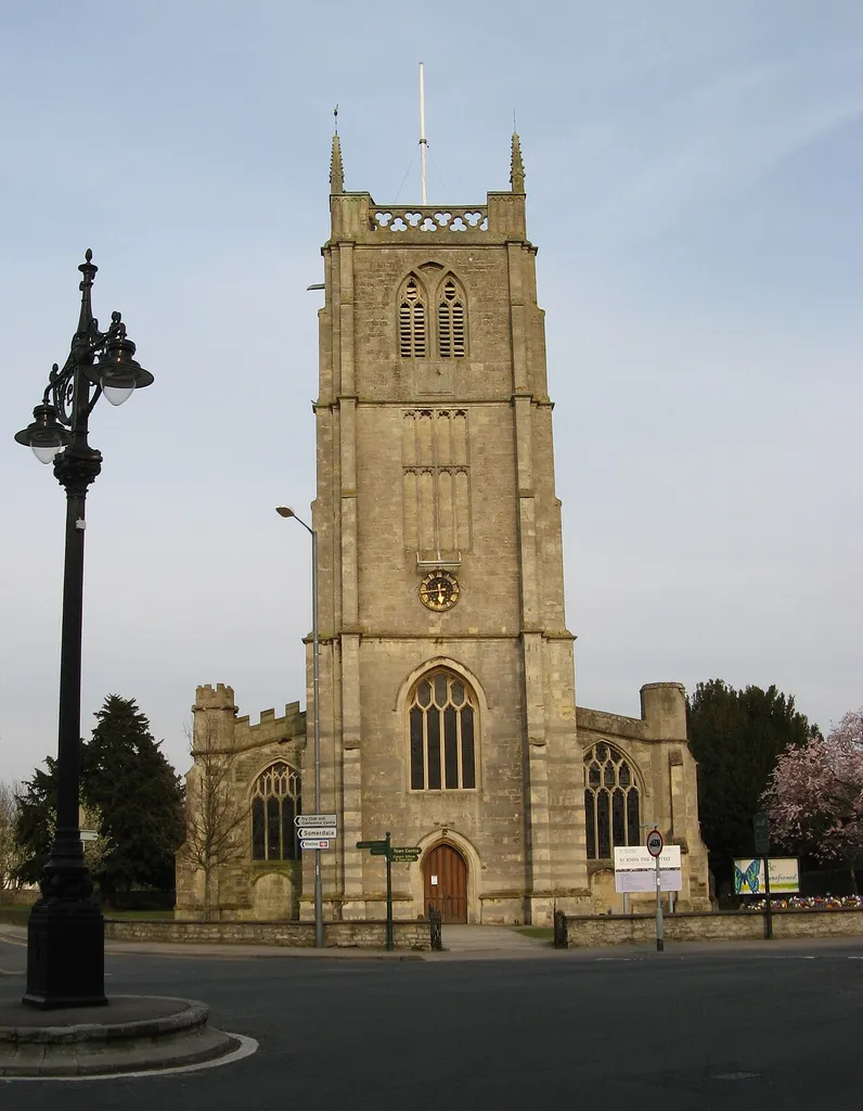 St John the Baptist, Keynsham. From roundabout at west end of High Street.