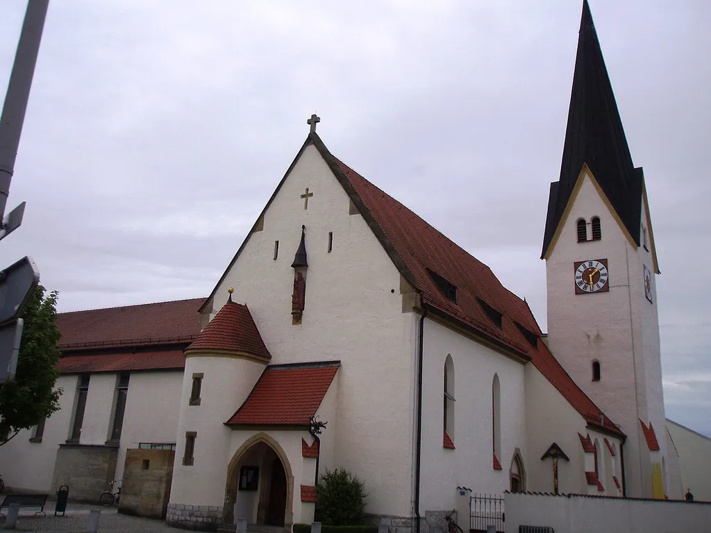 Mindelstetten, Landkreis Eichstätt, Pfarrkirche St. Nikolaus mit Erweiterungsbau