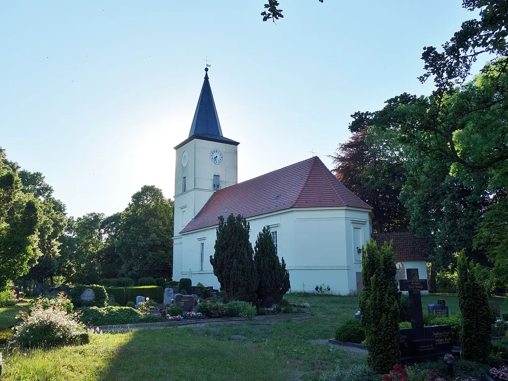 South-eastern view of church in Garlitz, Märkisch Luch municipality, Havelland district, Brandenburg state, Germany.